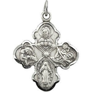 Sterling Silver 4-WAY CROSS PENDANT W/ 18 INCH CHAIN