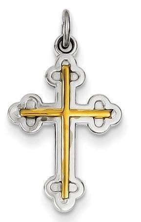 18k Gold -plated Sterling Silver Cross Charm