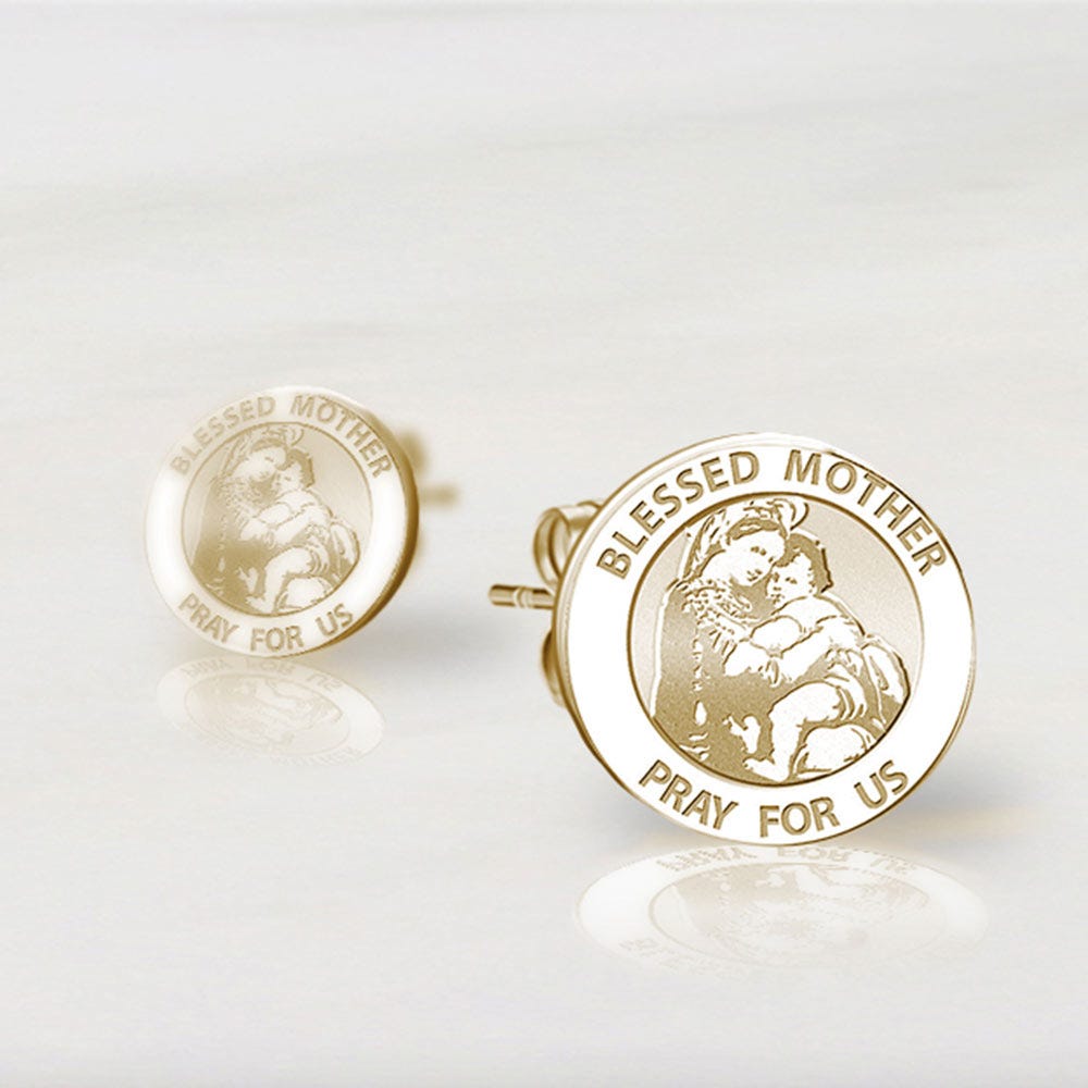 Pair of "Blessed Mother" Virgin Mary Earrings