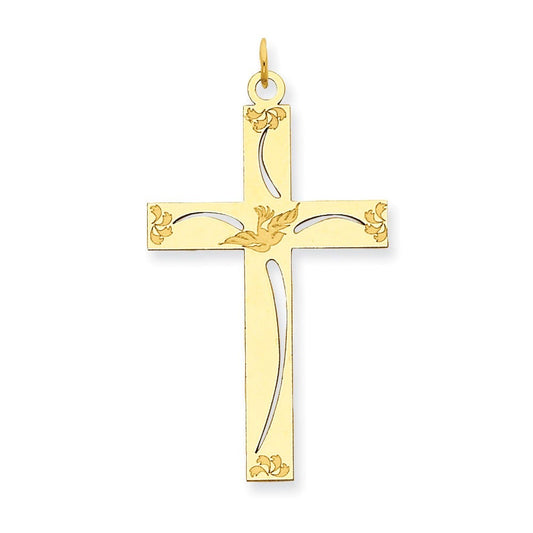 14K Laser Designed Cross Pendant