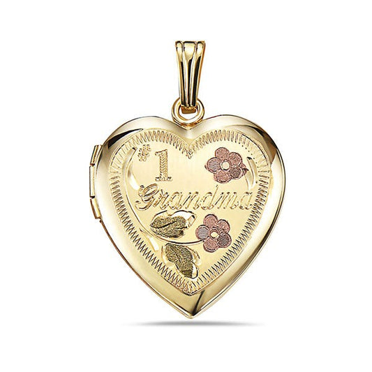 14k Gold Filled #1 Grandma Heart Photo - 3/4 inch x 3/4 inch