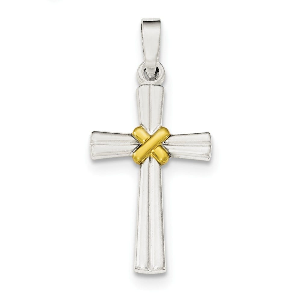 Sterling Silver & Gold-tone Polished Latin Cross Pendant