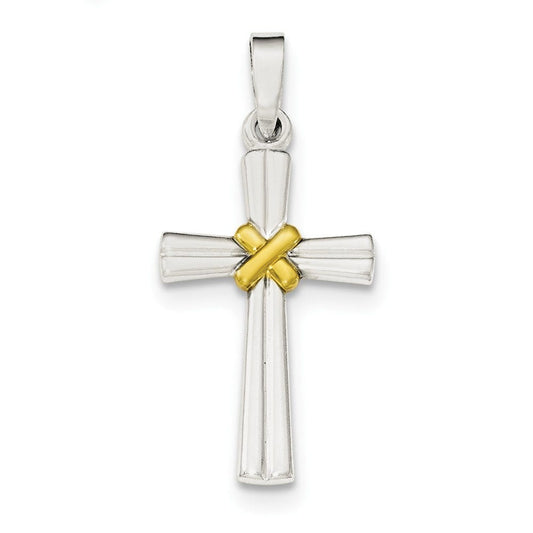 Sterling Silver & Gold-tone Polished Latin Cross Pendant