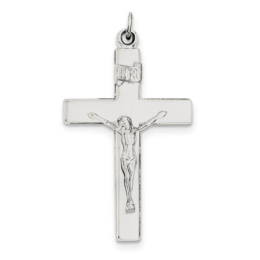 Sterling Silver Rhodium-plated Crucifix Pendant