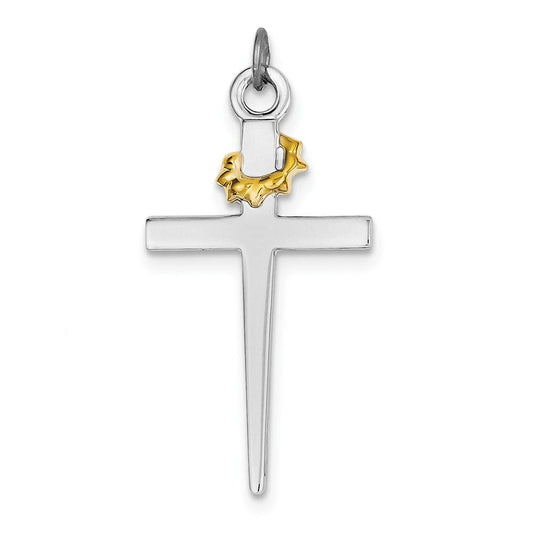 Sterling Silver Rhodium-plated & 18k Gold-plated Cross Pendant