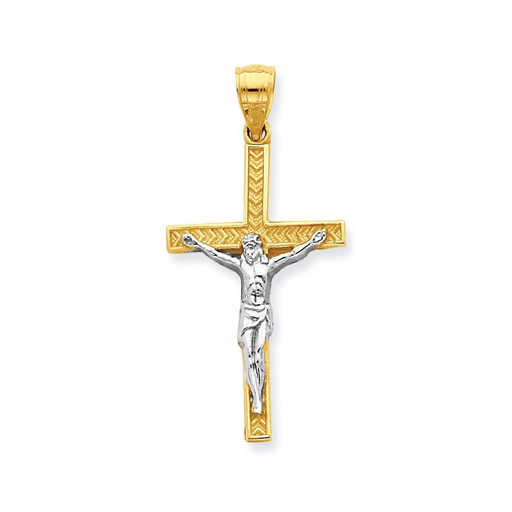 10k & Rhodium Crucifix Pendant