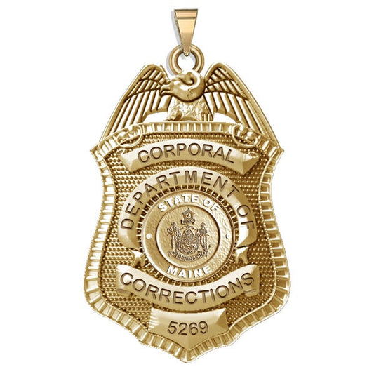 Personalized Maine Corrections Badge with Your Number