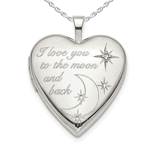 Sterling Silver "To The Moon & Back" Heart Photo Locket
