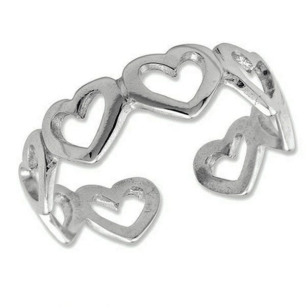 Sterling Silver Cut-out Hearts Toe Ring