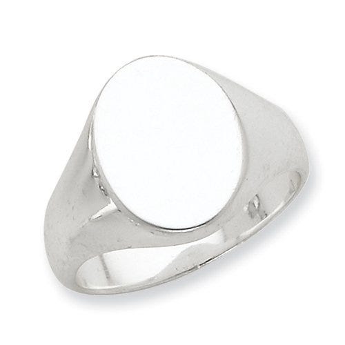 Sterling Silver Men's Oval Solid Back Signet Ring