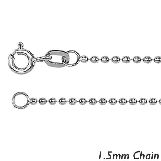 Sterling Silver 1.5mm Polished Bead Chain