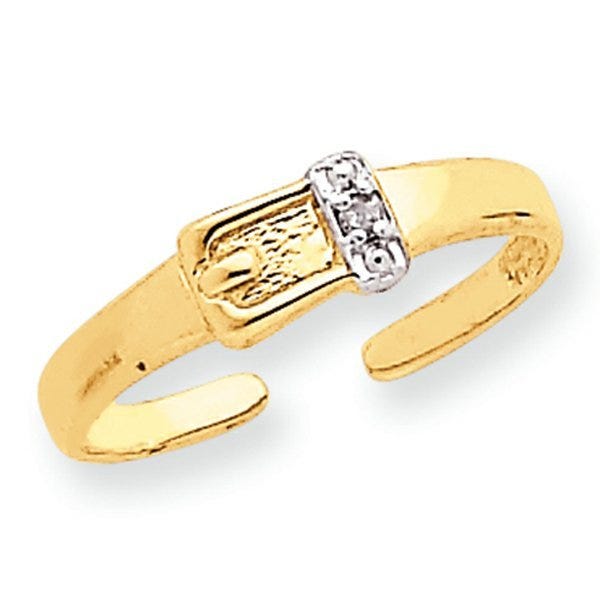 14k Yellow Gold Buckle With .01 Ct Diamond Toe Ring