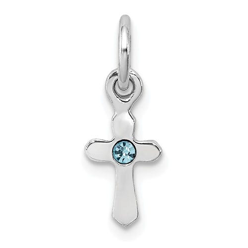 Sterling Silver RH Plated Child\'s Preciosca Crystal Mar Cross Pendant