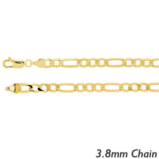14K Yellow Gold 3.8mm Figaro Link Chain