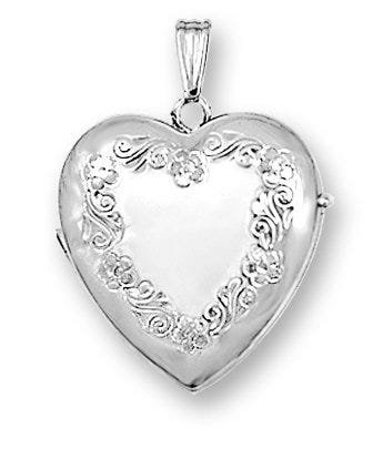 14K White Gold Heart Four Photo Locket