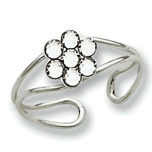 Sterling Silver CZ Flower Toe Ring