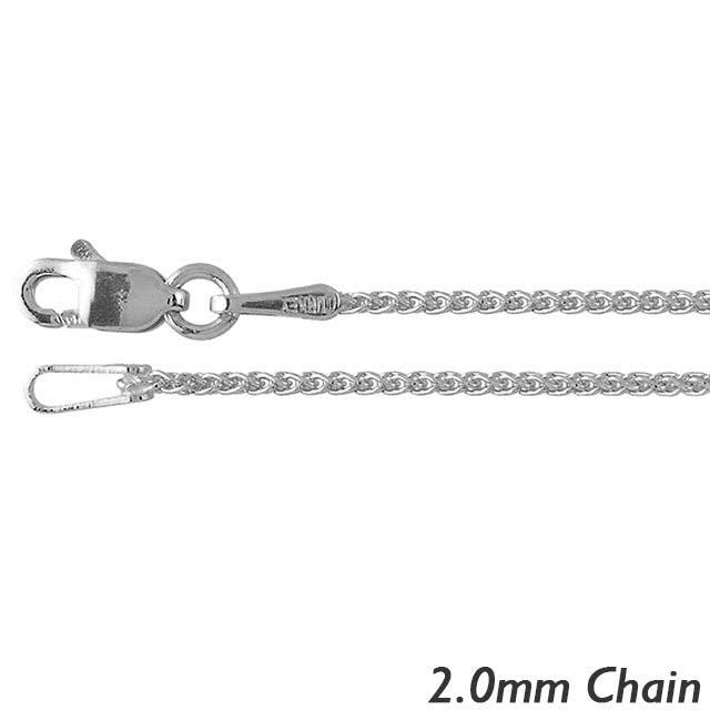 Sterling Silver 2.0mm Diamond Cut Wheat Chain