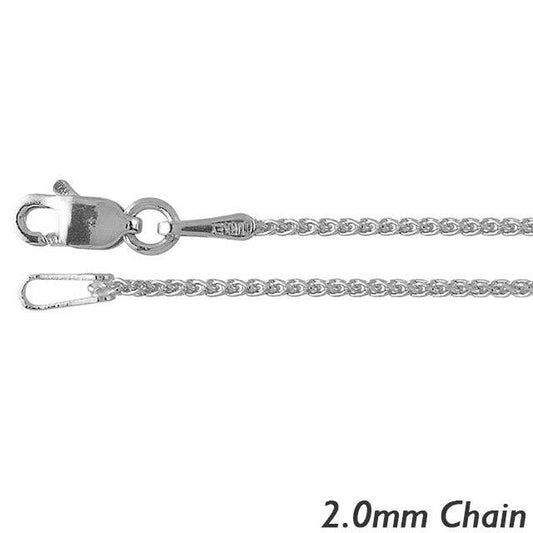 Sterling Silver 2.0mm Diamond Cut Wheat Chain