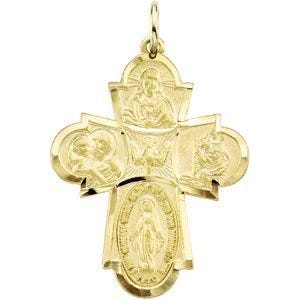 14K YELLOW GOLD 4-WAY CROSS MEDAL