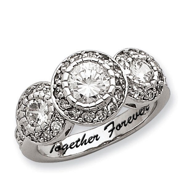 Sterling Silver Round 3-Stone Cubic Zirconia Promise Ring