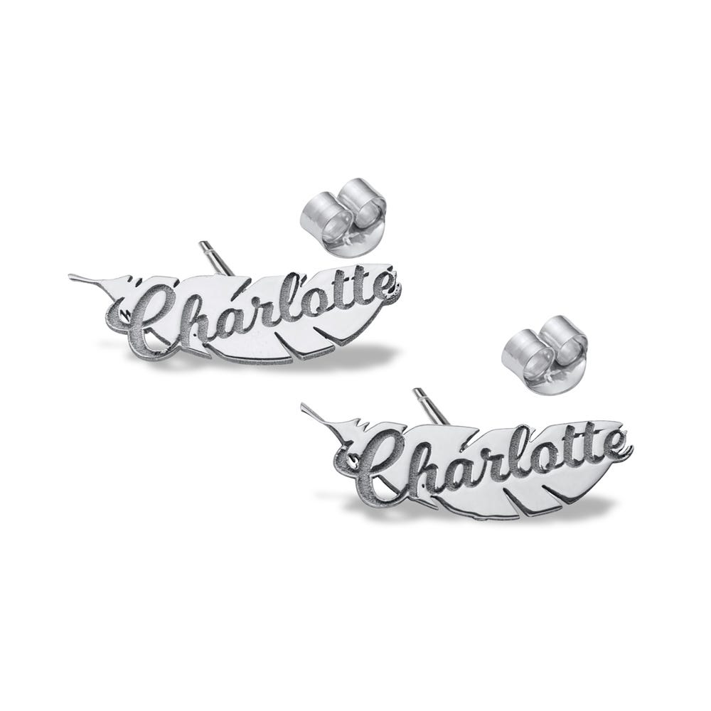 Pair of Feather Name Earrings