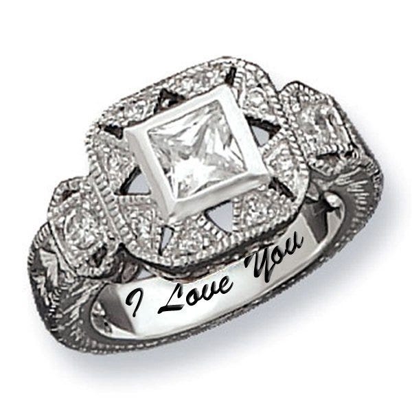 Sterling Silver Antique Style Cubic Zirconia Promise Ring