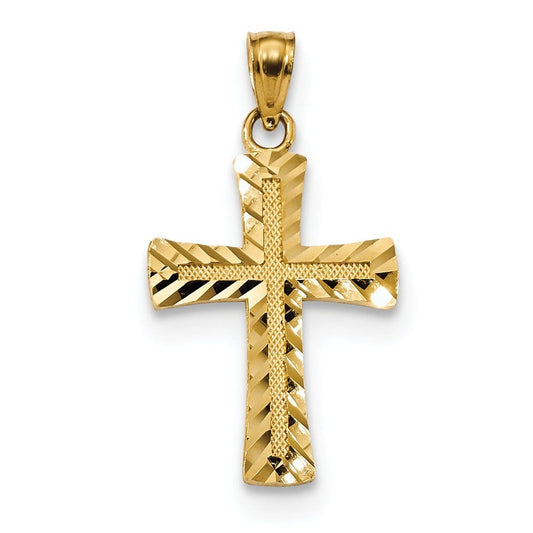 14k Diamond-cut Latin Cross Pendant