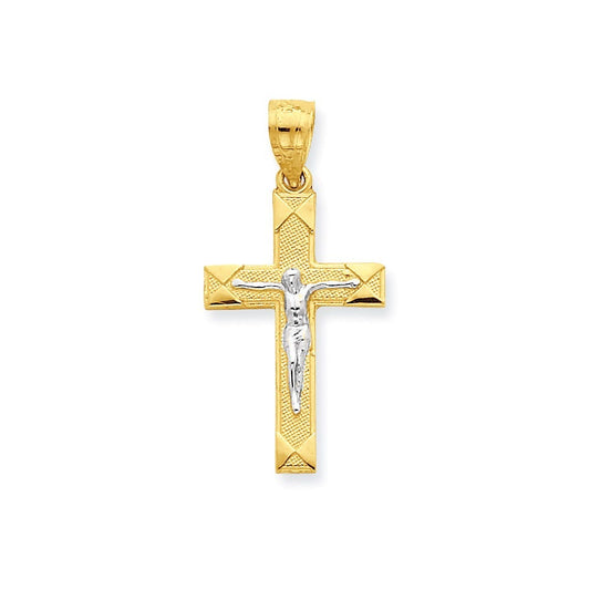 10k & Rhodium Crucifix Pendant