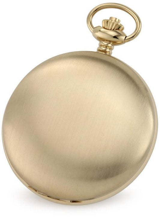 Charles-Hubert Paris Gold-Plated Stainless Steel Satin Finish Hunter Case Mechanical Pocket Watch