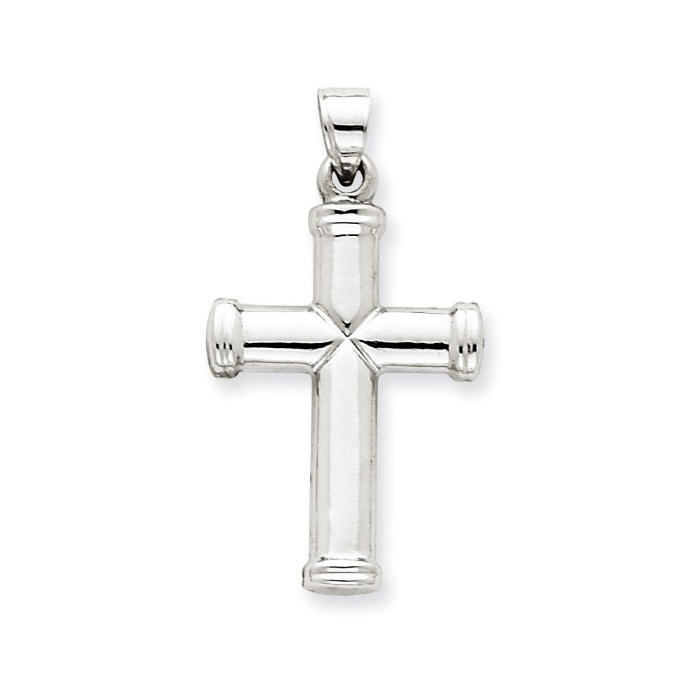 14k White Gold Polished Cross Pendant
