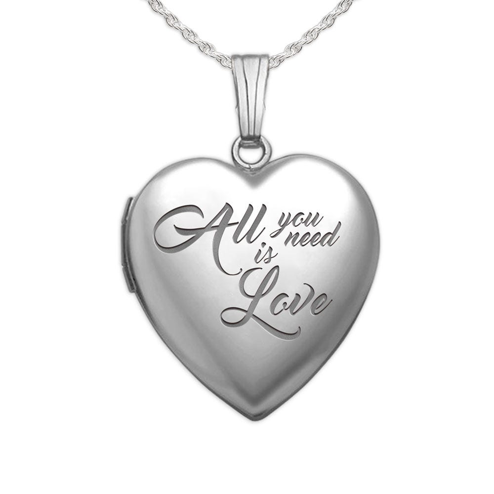 Sterling Silver "All You Need is Love" Heart Photo Locket