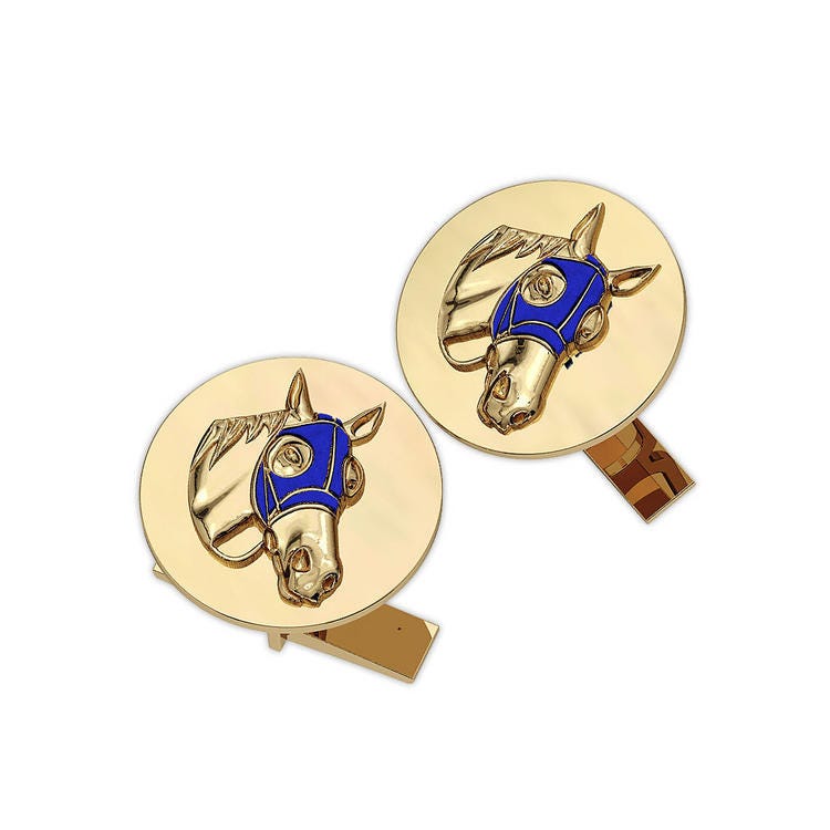 Round Blinder Horse Cuff Links