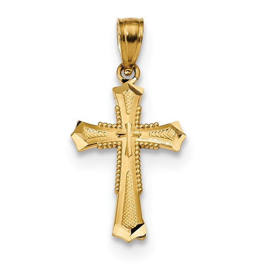 14k Diamond-cut Cross Pendant