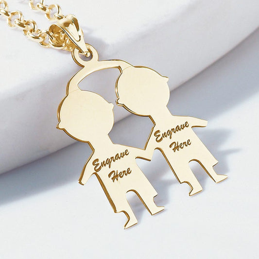 Engravable Two Boys Pendant or Charm