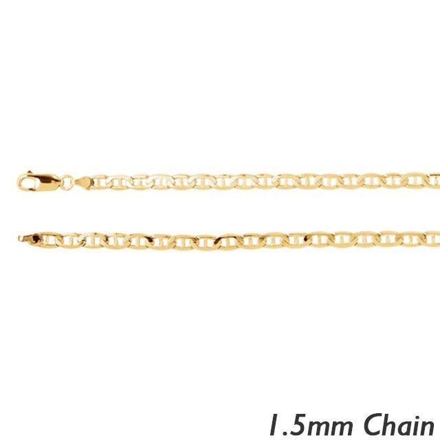 14K Yellow Gold 1.5mm Diamond Cut Anchor Chain