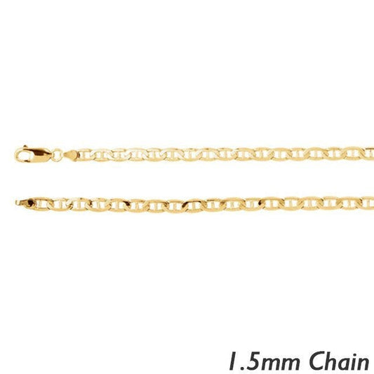 14K Yellow Gold 1.5mm Diamond Cut Anchor Chain
