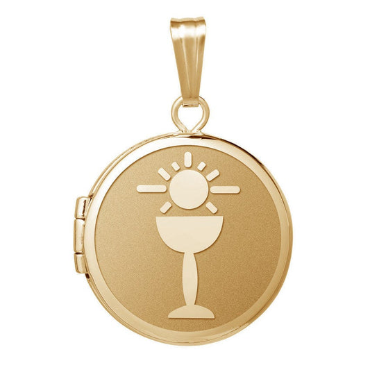 14k Yellow Gold Round "Holy Communion"  Locket