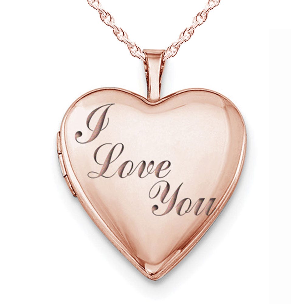 Rose Gold Plated "I Love You" Heart Photo Locket