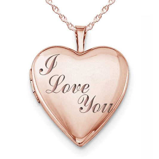 Rose Gold Plated "I Love You" Heart Photo Locket