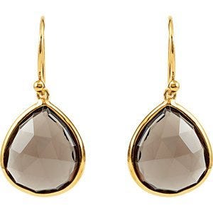 Smoky Quartz Earrings with 14k Yellow Gold Plating