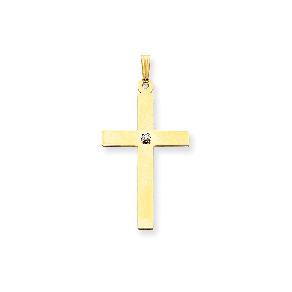 14k Polished .03ct. Diamond Cross Pendant