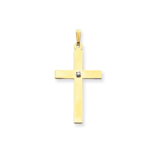 14k Polished .03ct. Diamond Cross Pendant