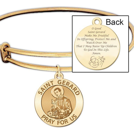 Expandable Bracelet W/ Saint Gerard Charm & "Motherhood Prayer" in Color or Laser Struck