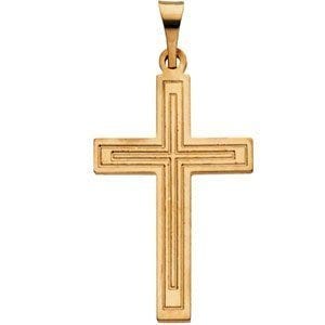 14K Yellow Gold CROSS PENDANT W/DESIGN