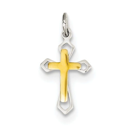 Sterling Silver Two Tone Children's Cross Pendant
