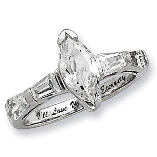 Sterling Silver Marquise Cubic Zirconia Promise Ring
