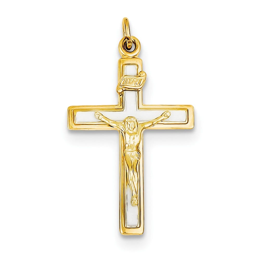 Sterling Silver Enamel & Vermeil INRI Crucifix Charm