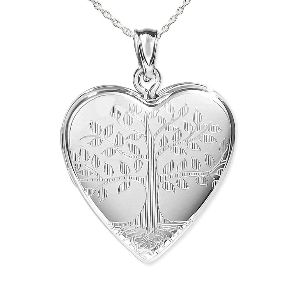 Sterling Silver Tree of Life Heart Photo Locket