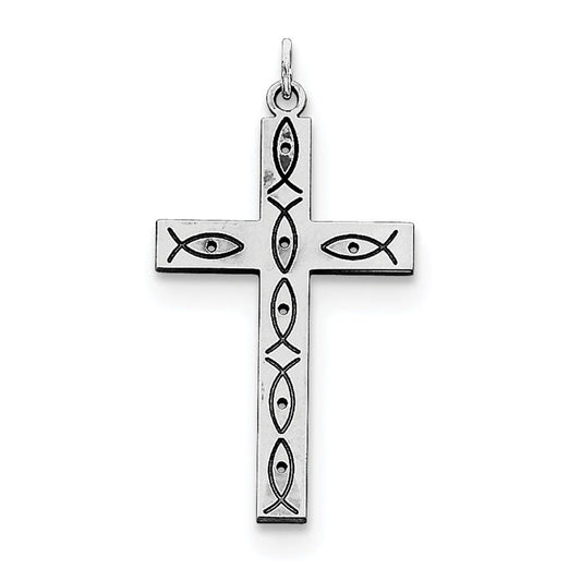 Sterling Silver Laser Designed Cross Pendant