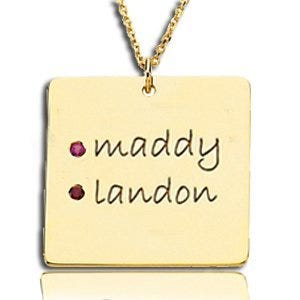 Personalized™ with Two Birthstones Square Pendant